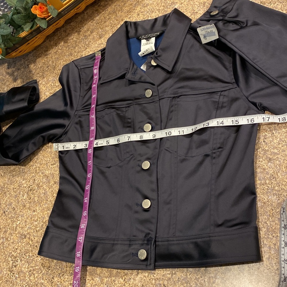NWT ABS Evening By Allen Schwartz Satiny Jacket Petite X/S - Picture 7 of 12
